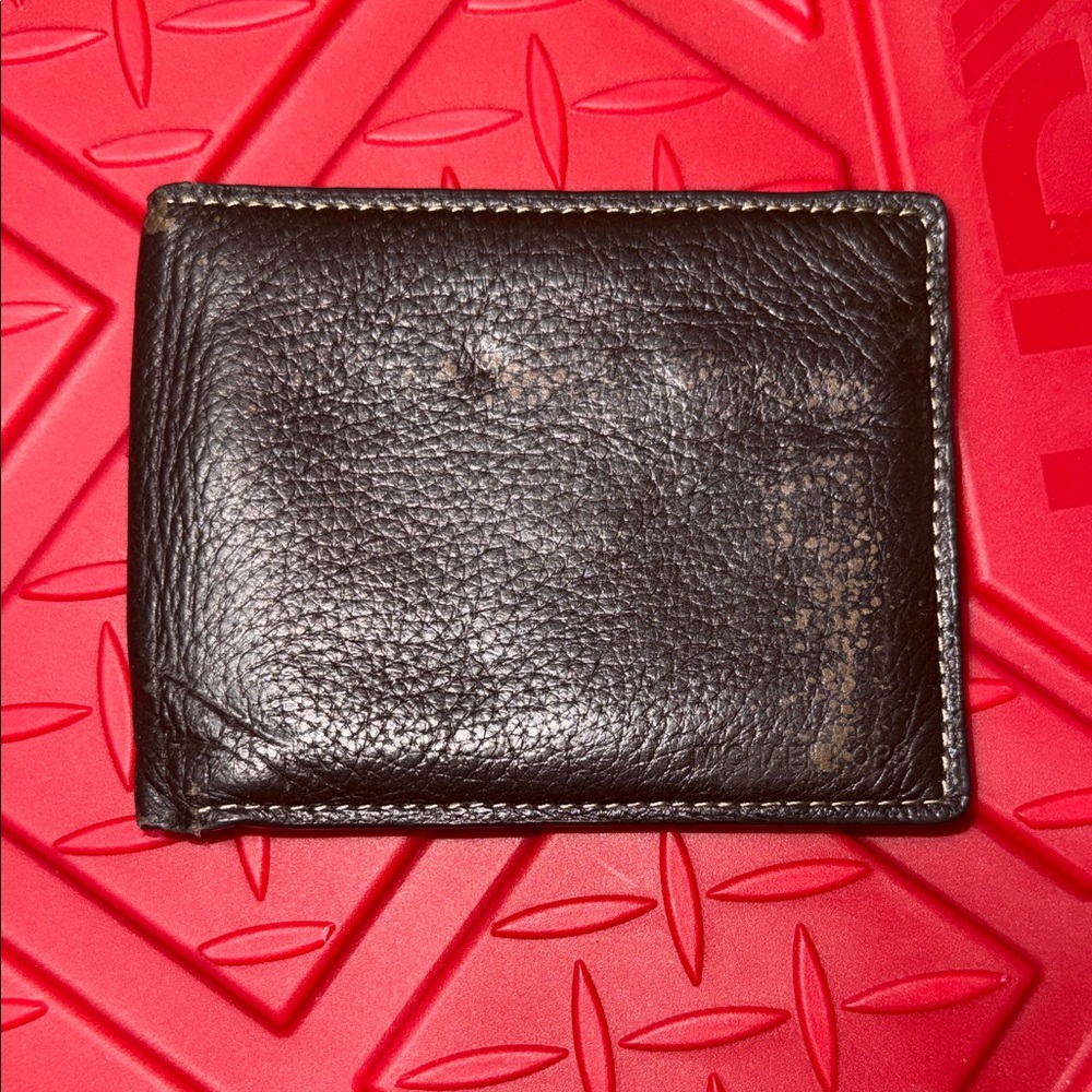 Michael Kors Dark Brown Grain Leather Mens Bifold wallet